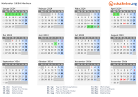 Kalender 2024 mit Ferien und Feiertagen Marken