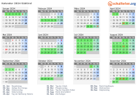 Kalender 2024 mit Ferien und Feiertagen Südtirol