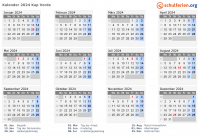 Kalender  mit Ferien und Feiertagen Kap Verde