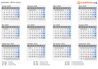 Kalender 2024 mit Ferien und Feiertagen Kenia