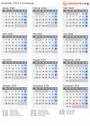 Kalender  mit Ferien und Feiertagen Luxemburg