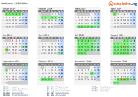 Kalender 2024 mit Ferien und Feiertagen Wien