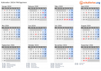 Kalender  mit Ferien und Feiertagen Philippinen