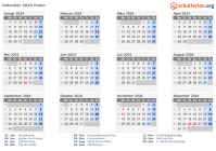 Kalender 2024 mit Ferien und Feiertagen Polen