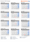Kalender  mit Ferien und Feiertagen Portugal