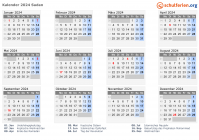 Kalender 2024 mit Ferien und Feiertagen Sudan