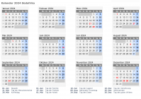 Kalender 2024 mit Ferien und Feiertagen Südafrika