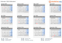 Kalender  mit Ferien und Feiertagen Südsudan