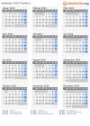 Kalender 2024 mit Ferien und Feiertagen Thailand