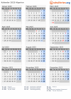 Kalender 2025 mit Ferien und Feiertagen Algerien