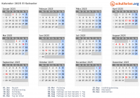 Kalender 2025 mit Ferien und Feiertagen El Salvador