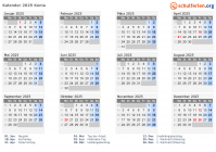 Kalender 2025 mit Ferien und Feiertagen Kenia