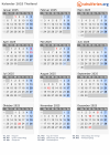 Kalender 2025 mit Ferien und Feiertagen Thailand