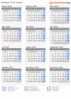 Kalender 2025 mit Ferien und Feiertagen Ungarn