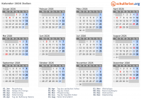 Kalender 2026 mit Ferien und Feiertagen Italien