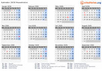 Kalender 2026 mit Ferien und Feiertagen Nordmazedonien