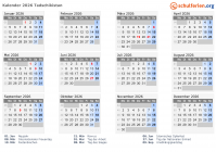 Kalender 2026 mit Ferien und Feiertagen Tadschikistan