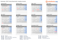 Kalender 2027 mit Ferien und Feiertagen Amerikanische Jungferninseln
