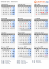 Kalender 2027 mit Ferien und Feiertagen Dänemark