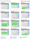 Kalender 2027 mit Ferien und Feiertagen Thüringen