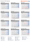 Kalender 2027 mit Ferien und Feiertagen Spanien