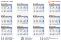 Kalender 2027 mit Ferien und Feiertagen Sudan