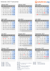 Kalender 2027 mit Ferien und Feiertagen Tschechien