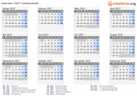 Kalender 2027 mit Ferien und Feiertagen Vatikanstadt