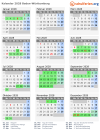 Kalender 2028 mit Ferien und Feiertagen Baden-Württemberg