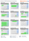 Kalender 2028 mit Ferien und Feiertagen Mecklenburg-Vorpommern