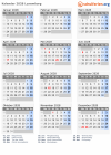 Kalender 2028 mit Ferien und Feiertagen Luxemburg