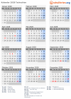 Kalender 2028 mit Ferien und Feiertagen Tschechien