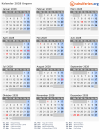 Kalender 2028 mit Ferien und Feiertagen Ungarn
