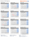 Kalender 2029 mit Ferien und Feiertagen Algerien