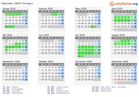 Kalender 2029 mit Ferien und Feiertagen Thurgau