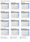 Kalender 2029 mit Ferien und Feiertagen Serbien