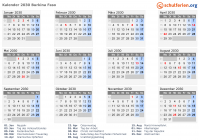 Kalender 2030 mit Ferien und Feiertagen Burkina Faso