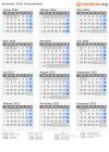 Kalender 2032 mit Ferien und Feiertagen Deutschland