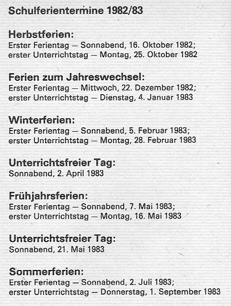 Ferien DDR 1982/1983
