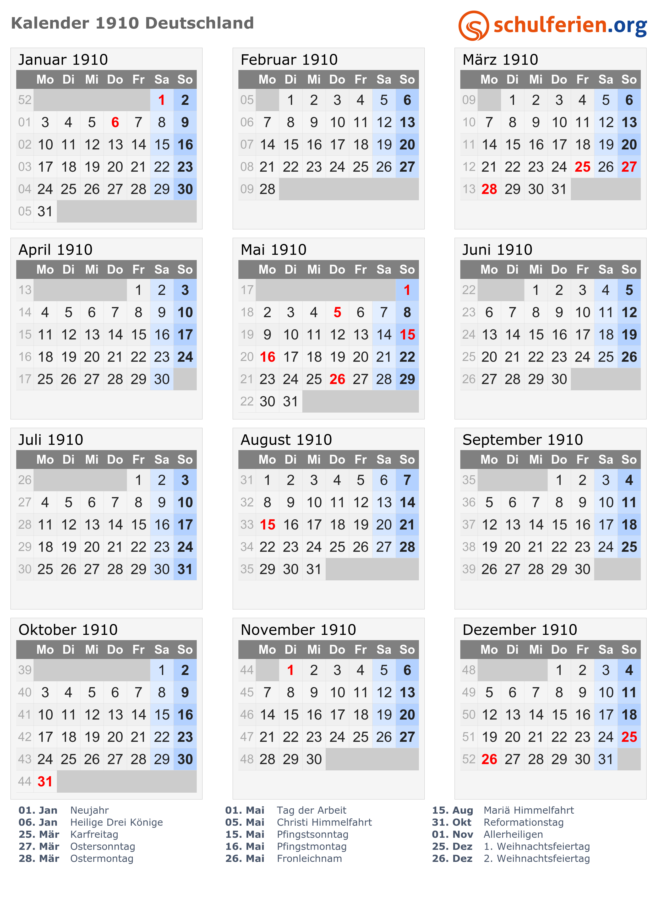 Kalender 1910