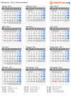 Kalender 1911 mit Ferien und Feiertagen Deutschland