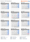 Kalender 1915 mit Ferien und Feiertagen Deutschland