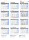 Kalender 1932 mit Ferien und Feiertagen Deutschland