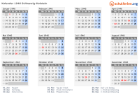 Kalender 1946 mit Ferien und Feiertagen Schleswig-Holstein
