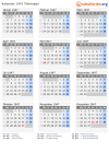 Kalender 1947 mit Ferien und Feiertagen Thüringen