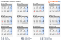 Kalender 1948 mit Ferien und Feiertagen Schleswig-Holstein