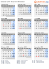Kalender 1950 mit Ferien und Feiertagen Nordrhein-Westfalen