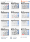 Kalender 1950 mit Ferien und Feiertagen Sachsen-Anhalt