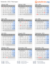 Kalender 1951 mit Ferien und Feiertagen Thüringen