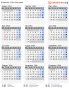 Kalender 1954 mit Ferien und Feiertagen Sachsen